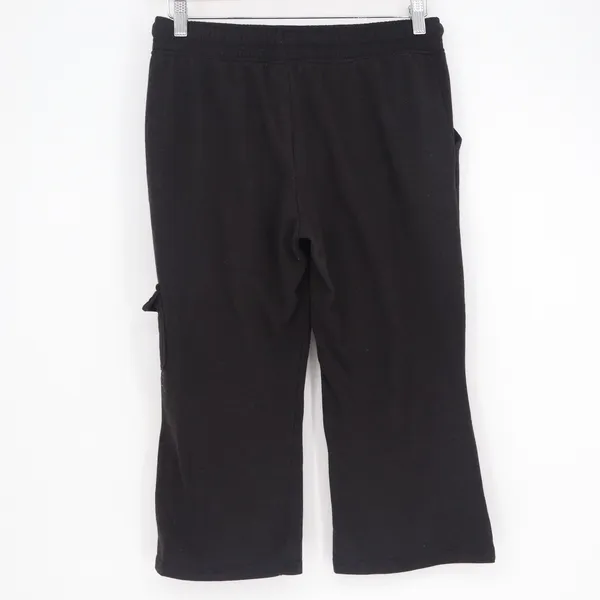 NYL New York Laundry Active Black Wide Leg Cropped Cargo Joggers Pants Size M - Image 5