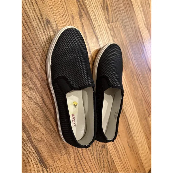 J.Crew‎ Perforated Slip On Sneakers Loafer Shoe Slides Casual Black Size 9 M - Image 3