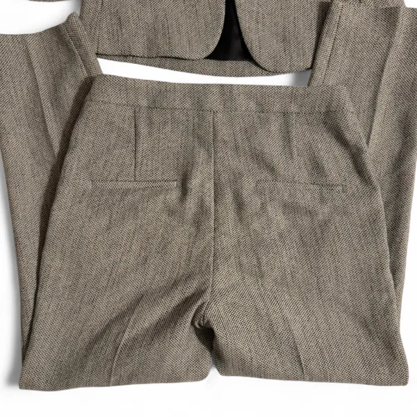 H&M Women's Beige Tweed Blazer & Pants Suit Set Size 2 Workwear - Image 5