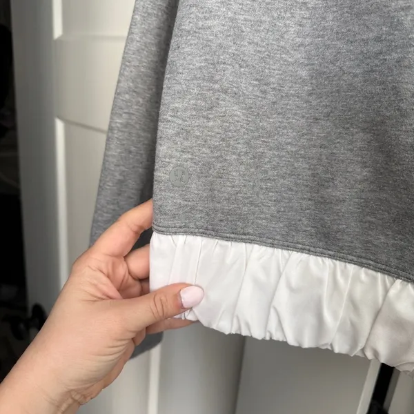 Lululemon gray hoodie pullover zip‎ back Light As Warmth Crew Heathered Grey - Image 5