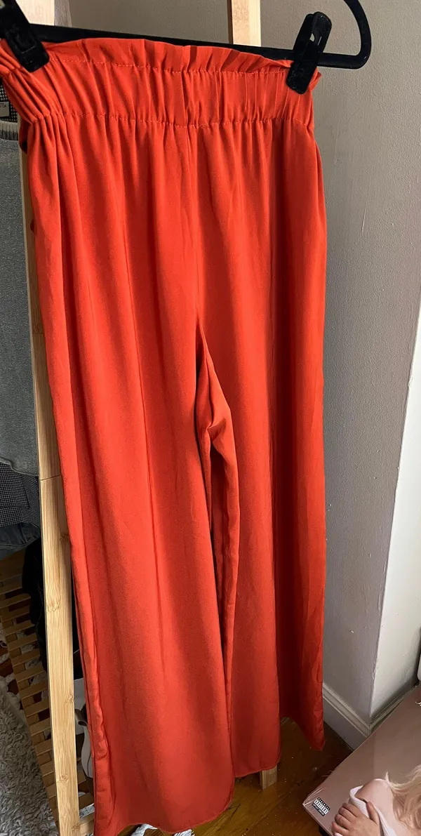 orange belted wide leg pants - Image 2