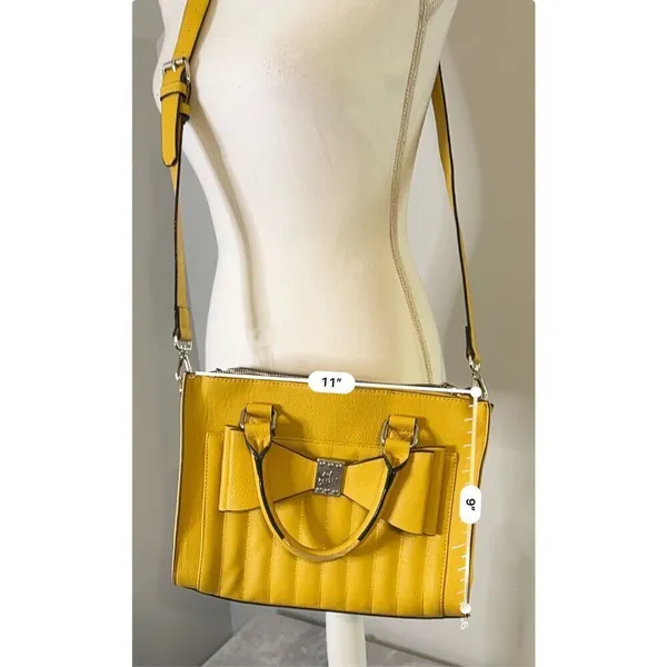 Betsey Johnson Satchel Crossbody Yellow Bag Shoulder Purse - Image 12