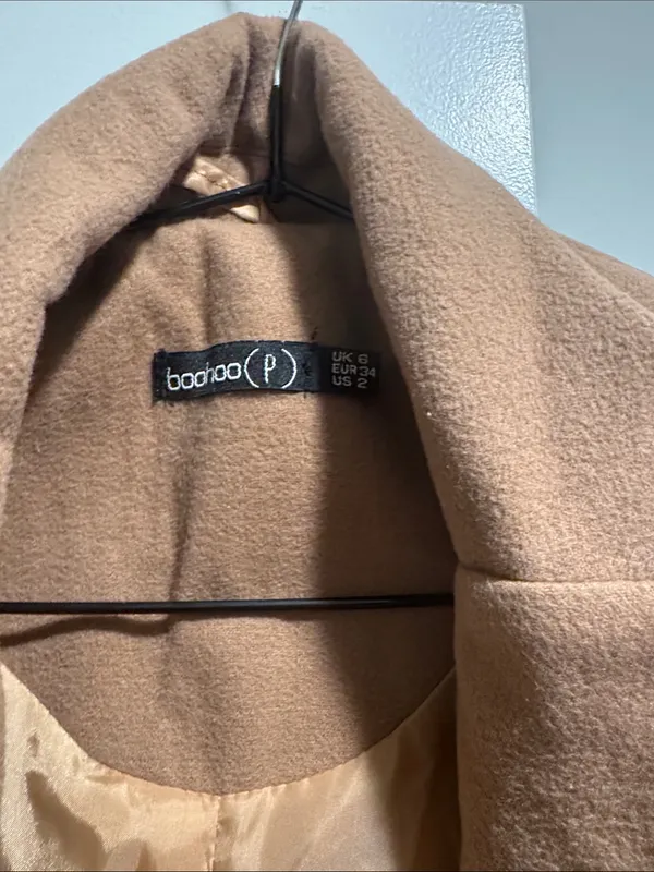 Boohoo Women's Camel Double-Breasted Pea Coat - Image 2