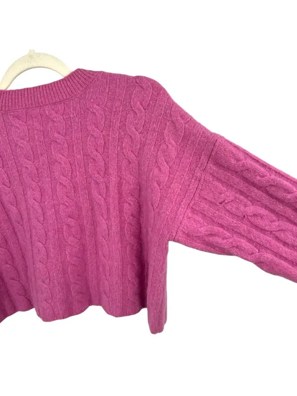 Madewell (Re)sourced Cashmere Cableknit Cropped Sweater Light Petunia Size Small - Image 11