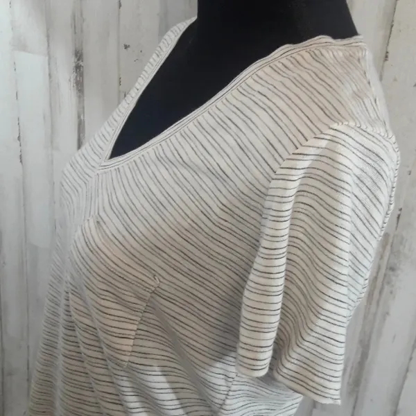 Madewell Striped Casual Tee Cream Nude Top Shirt v6x - Image 3
