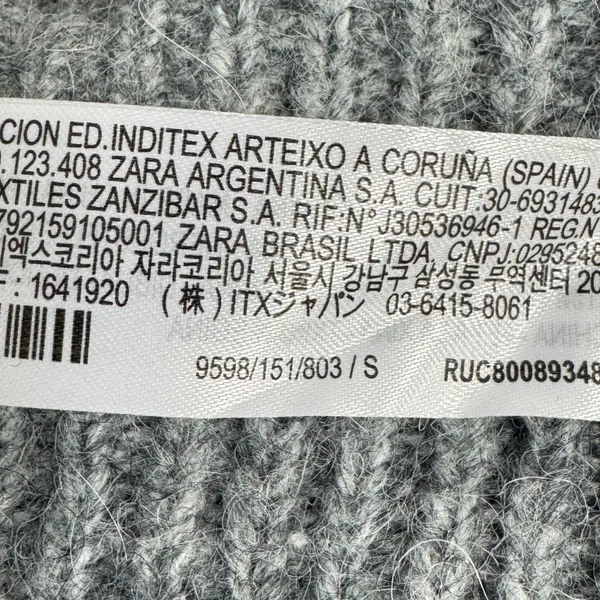Zara Gray Marl Alpaca Wool Blend Chunky Knit Cropped Cardigan 9598/151 - Image 9