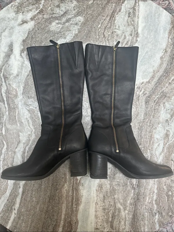 Timberland Black Leather Boots Tall Suspension Heel Anti-Fatigue Sz 9 - Image 4
