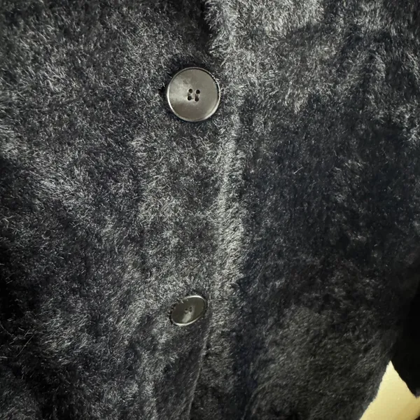 Cyrus Womens Black Fuzzy Longline Cardigan Heavyweight Coat Notched Lapel XL - Image 3