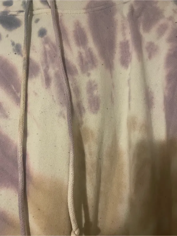 American Eagle Outfitters Tie-Dye Cowl Hoodie - Cream, Lavender & Gray - Image 2