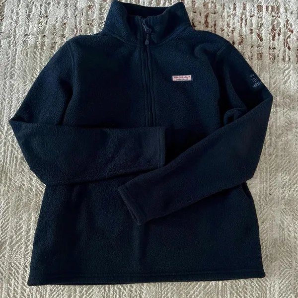 Vineyard Vines Women's Fleece 1/4 Zip Pullover Sweater Martha's Vineyard Blue M - Image 2