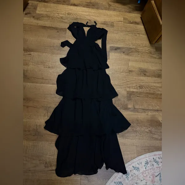 Lulus Tier and Now Black Tie-Back Tiered Maxi Dress - Image 5