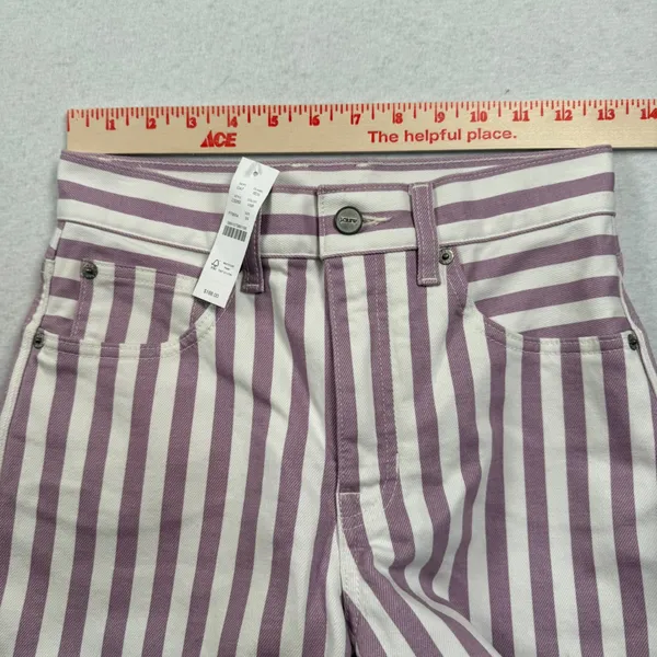 J Crew Everyday Wide Leg Ankle Jeans Womens 24 Purple Striped High Rise New - Image 4