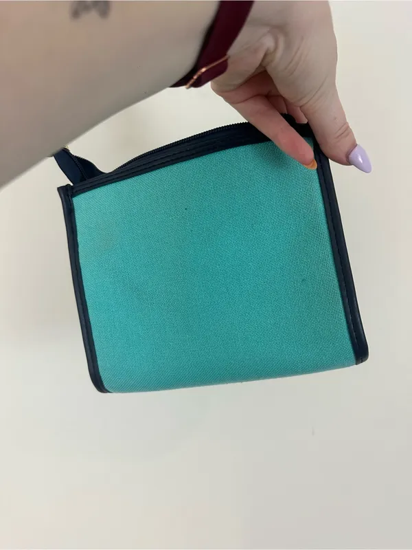 Spartina 449 Embroidered Turquoise Clutch Wristlet Gold Pineapple Zipper Top - Image 7