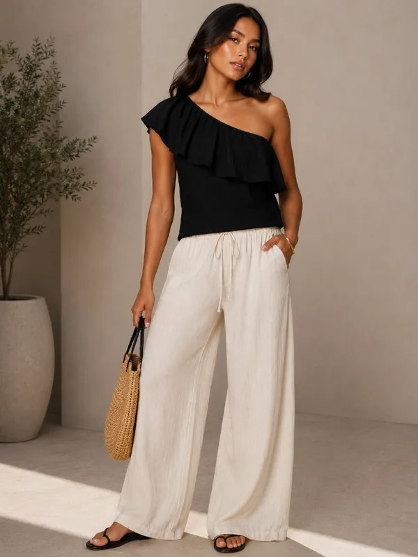 Ann Taylor Black One Shoulder Top NWOT - Image 2