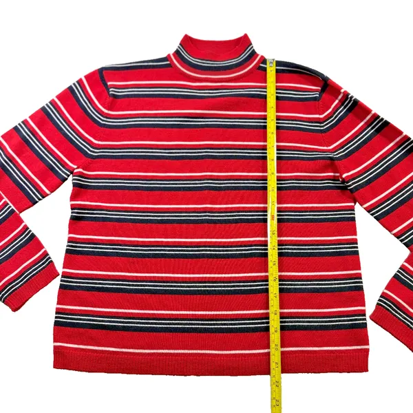 Pendleton Vintage Mock Neck Striped Sweater Women's Size M Red Black - Image 5