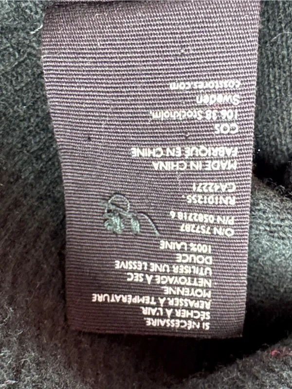 COS 100% Wool Relaxed V-Neck Button Cardigan Patch Pocket Dark Green XS - Image 5