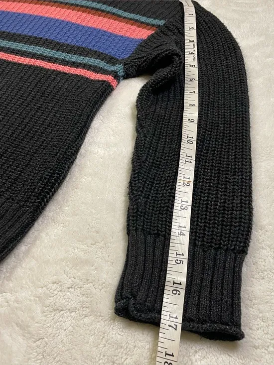 American Eagle Cropped Black Knitted Sweater Colored Stripes size S - Image 4
