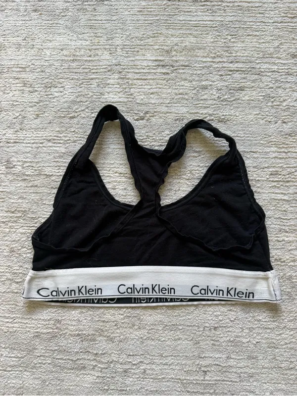 Calvin Klein Black & White Logo Sports Bra (Size Small) - Image 3