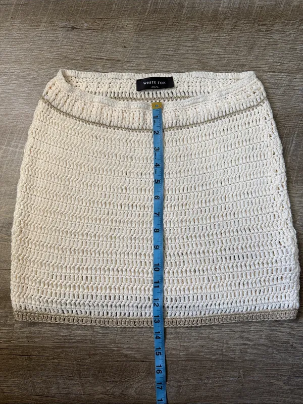 White Fox Cream Crochet Beach Mini Skirt XS/S - Image 2