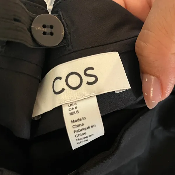 COS Womens Black High Waisted Wide Leg Pleated Trousers Adjustable Waist Size 6 - Image 5