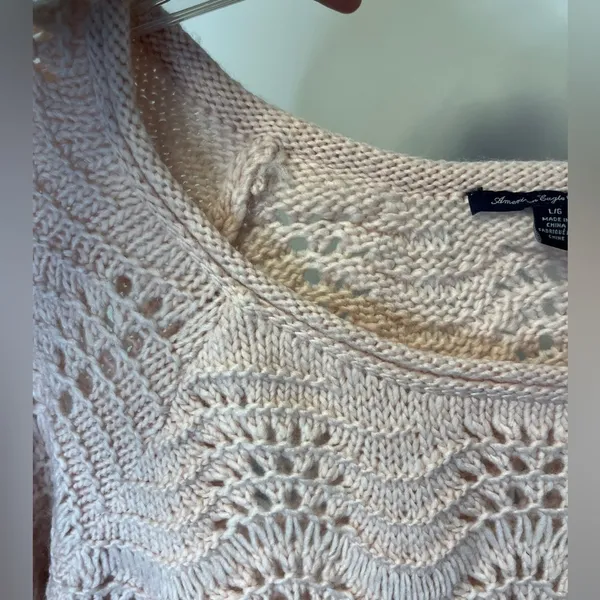 American Eagle NWT Blush Open Knit Crochet Wool Blend Sweater - Image 9