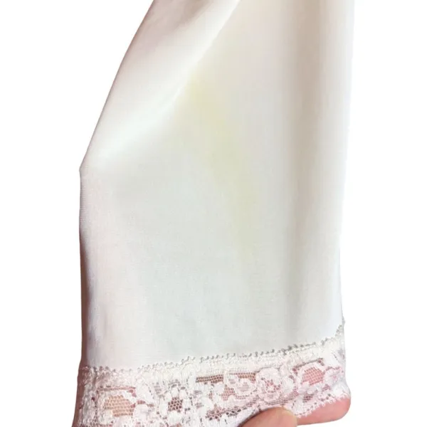 Vintage Shadowline Night Gown Lingerie Slip Dress Lace Detail Cream Size Small - Image 7