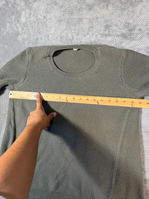 Madewell Women’s Medium Olive Green Textured Knit Crew Neck Sweater Cotton Blend - Image 7
