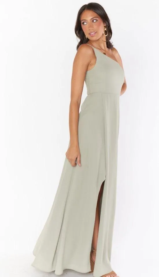 Show me your mumu Shannon one shoulder bridesmaid dress in moss green - Image 3