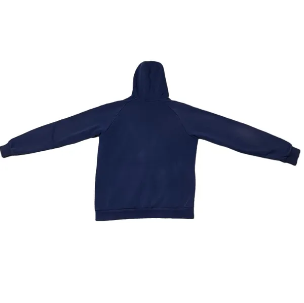 M Adidas Navy Fleece Hoodie Pullover With White Accents Athletic Athleisure - Image 9