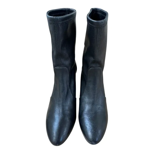 Stuart Weitzman Sleek 85 Black Leather Sock Boot 6.5 | MSRP‎ $595 - Image 2