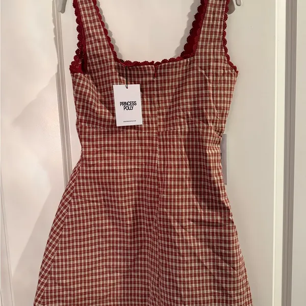 NWT Princess Polly Dasha Mini Dress. Red Check. Size 4. - Image 2