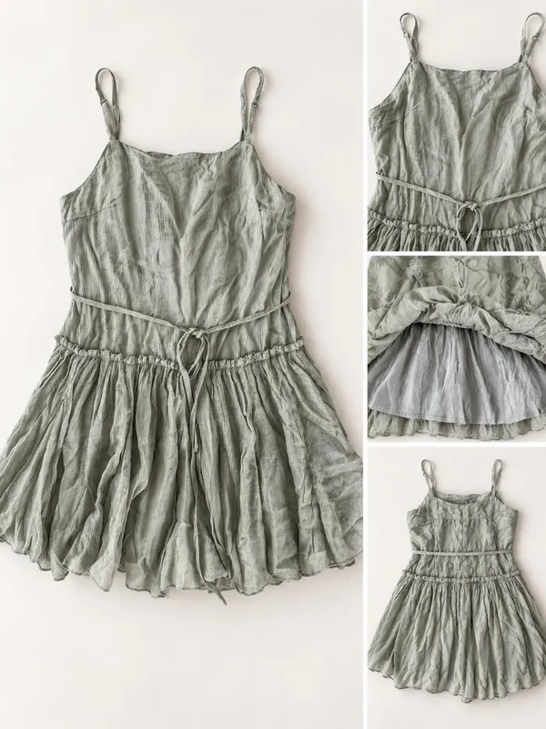 NWT Newbury Kustom Sage Ruffle Mini Dress Size Small - Image 2