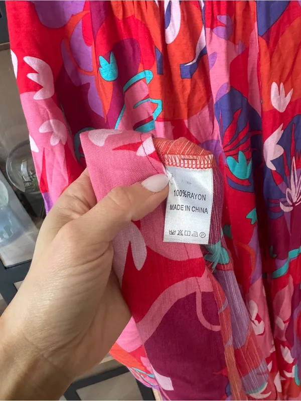 Petal and Pup Halter Maxi Dress colorful tropical Strawberry Abstract print midi vacation - Image 8