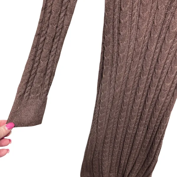 Lucky Brand Cottage Academia Sweater Dress M Brown Cable Knit Coastal Cowgirl - Image 4