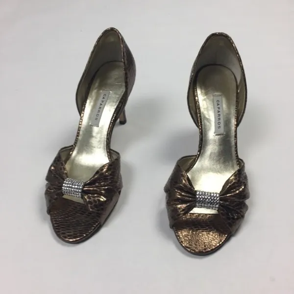 Caparros Copper Faux Snakeskin Embellished‎ Heels - Image 2