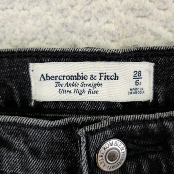 Abercrombie Fitch The Ankle Straight Ultra‎ High Rise Black Jeans Women 28 6R - Image 3