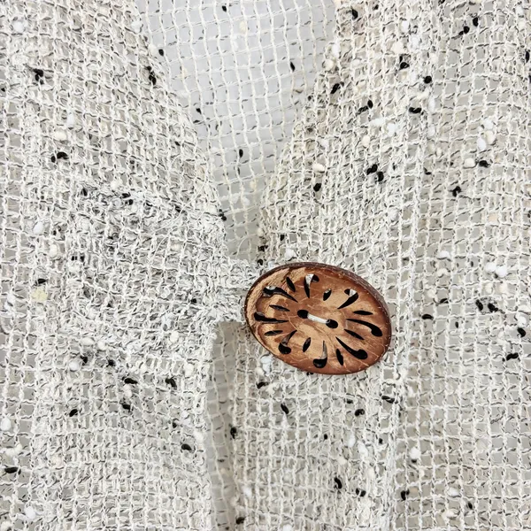 Hailey Lyn Open Weave Cardigan Womens Top Sz L Coastal Lagenlook Boho Button - Image 3