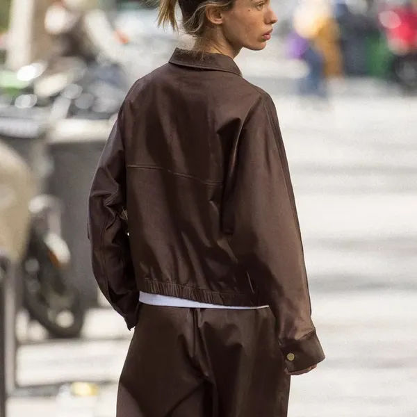Zara NWT brown satin collared jacket - Image 5