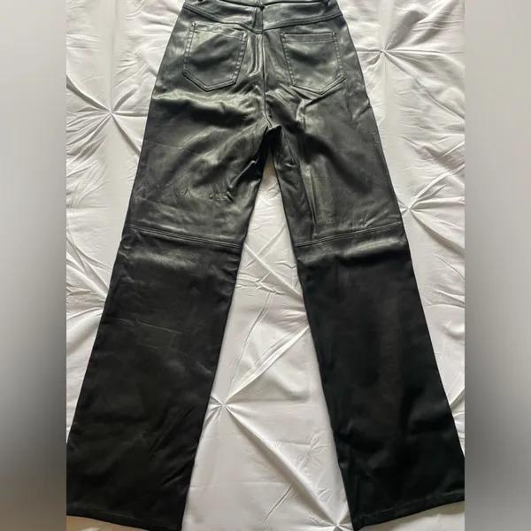 Black Faux Leather Pants Size 4 - Image 4