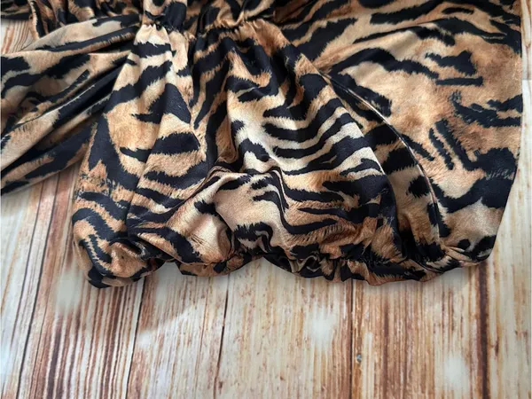 Bingo Brown Tiger Black Stripe Print Cropped Halter Top OS - Image 6