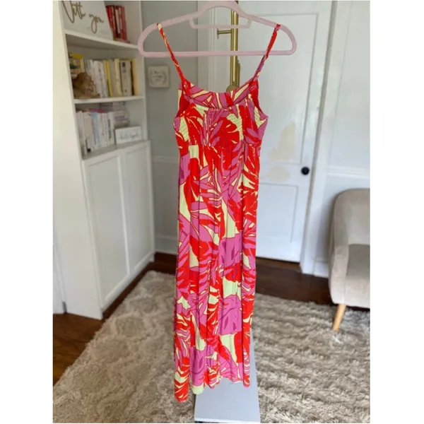Sanctuary Tropical Palm‎ Print Resort Maxi Dress Pink Red Vaca Quiet Luxury Bold - Image 3