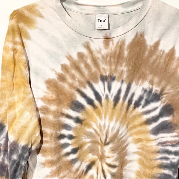 Aritzia TNA Small Brown Tie Dye Cotton Long Sleeve Tshirt‎ - Image 2