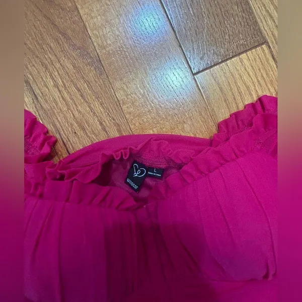 Windsor Hot Pink latches front Corset top Snitch ties on sleeves Size Large NEW - Image 2