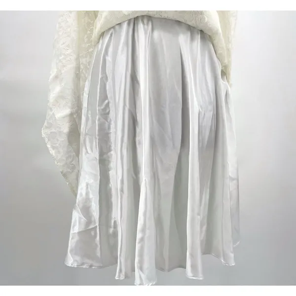 Tahari White Lace Satin Bow Dress Sleeveless V Ivory Wedding Eloping ASL Size 8 - Image 9