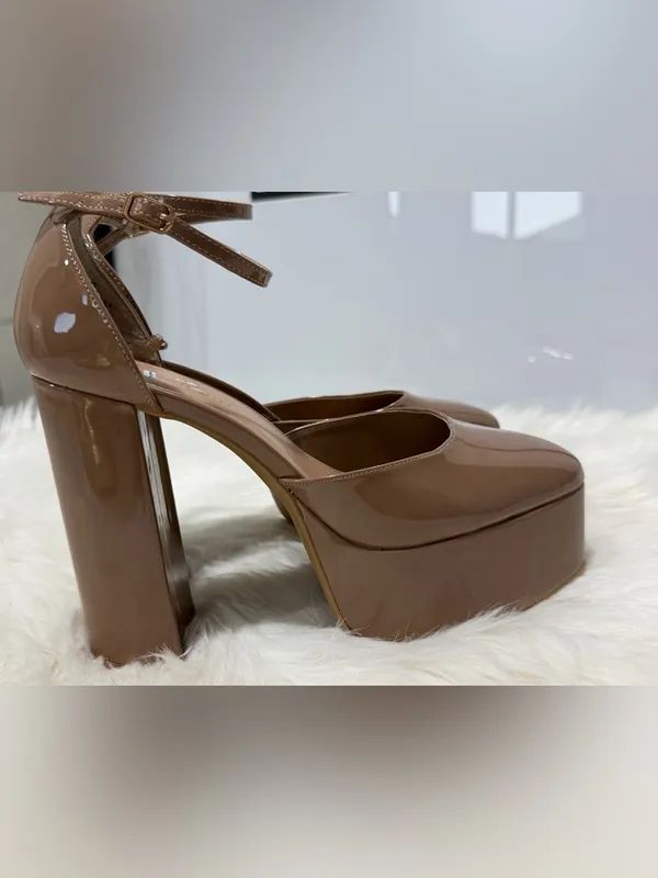 Madden Girl Dion Nude Patent Platform Heels - Size 10 - Image 9