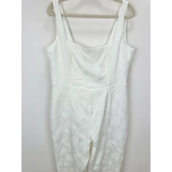 NEW Lulus Exceptional Vision White Jacquard Removable Bow Jumpsuit Bridal XL - Image 6
