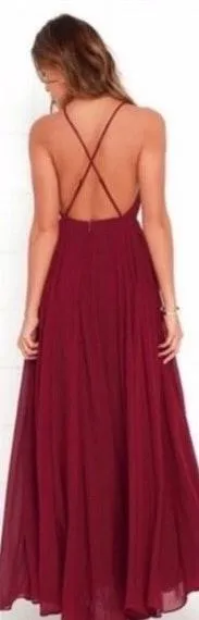 Burgundy / Maroon Maxi Formal Dress - Image 2