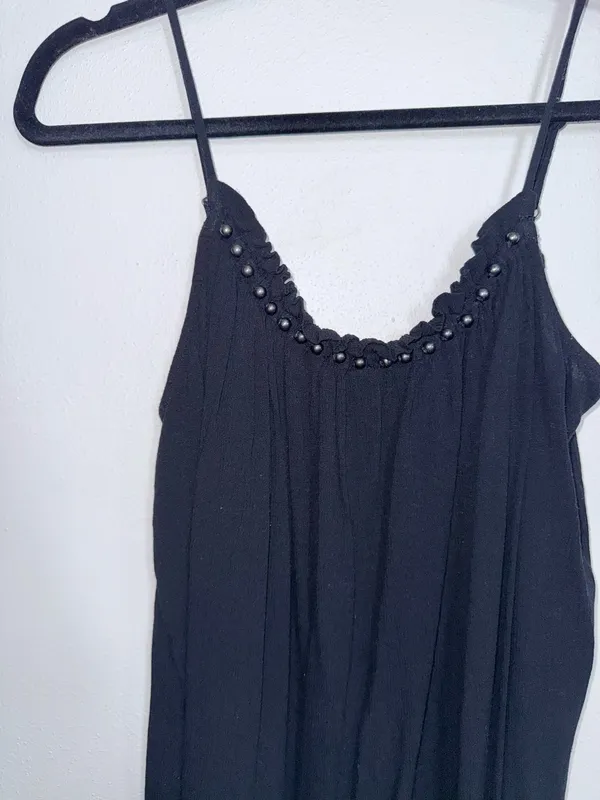 Maurices Studded Gauzy Swing Tank Top Solid Black Cami Boho - Image 3