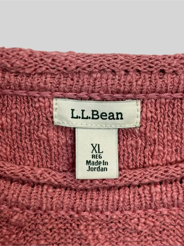 L.L.Bean Women’s XL Pink Cotton Textured Knit Crewneck Sweater Pullover - Image 5