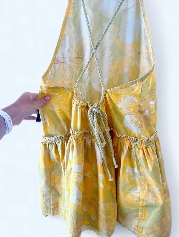 Free People Deserted Island Mini Dress Yellow Combo XS - Image 5